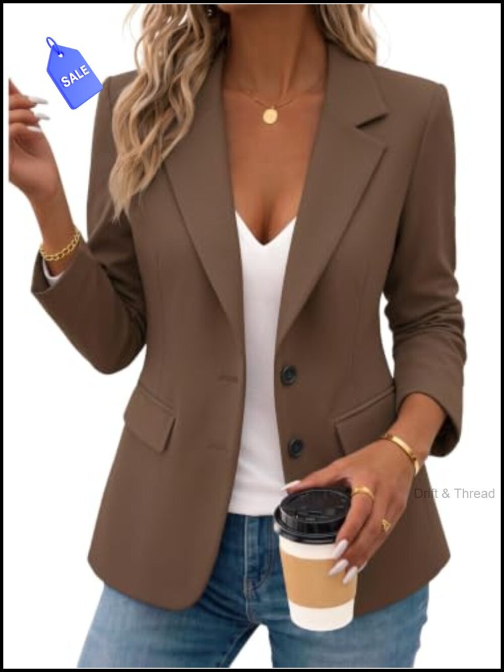 Women's Slim Fit Lightweight Polyester Blazer Business Casual Jacket
